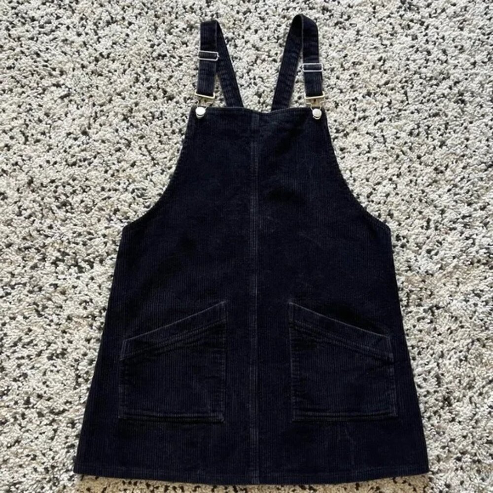 Lord & Taylor Design Lab Corduroy Overall Dress Black Size L